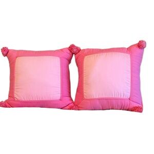 Pottery Barn Teen Set of 2 Pom Pom Accent Pillow Covers, Pink, Inserts I…